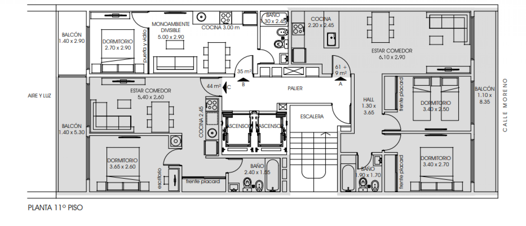 Venta Departamento Dos Dormitorios con balcon terraza Moreno 1100 Agosto 2025