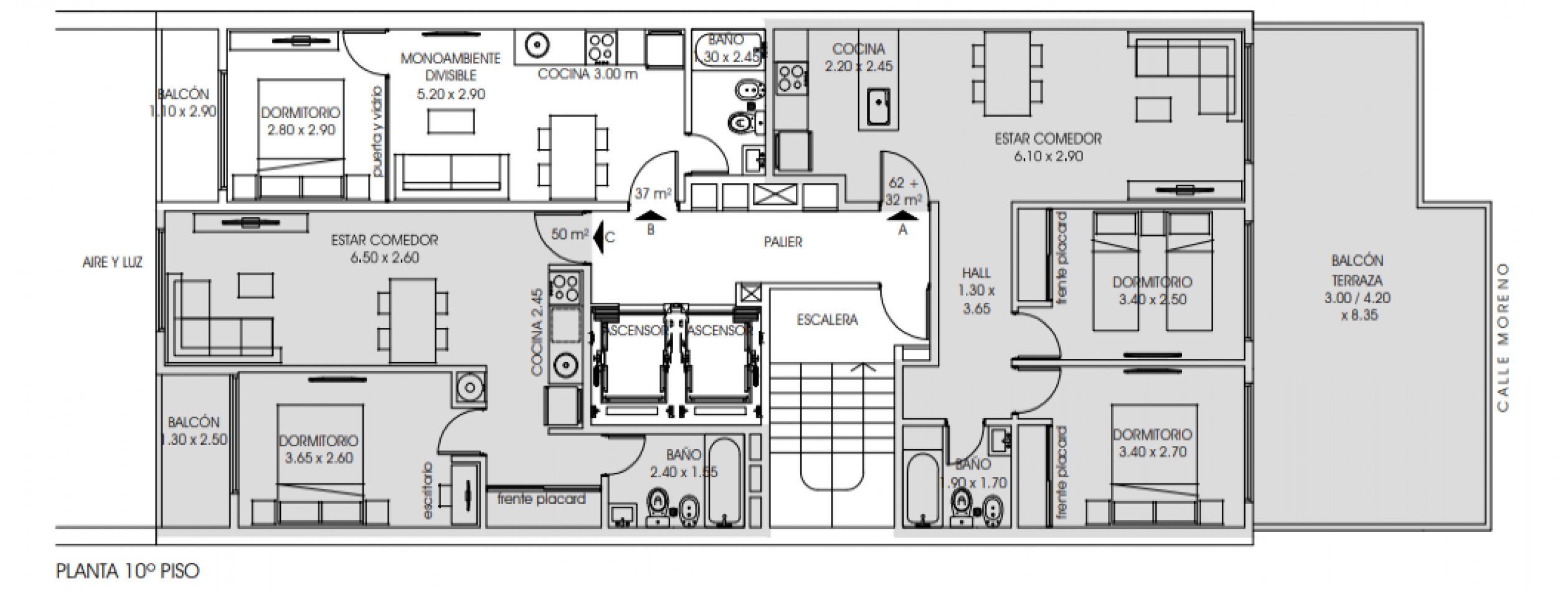 Venta Departamento Dos Dormitorios con balcon terraza Moreno 1100 Agosto 2025