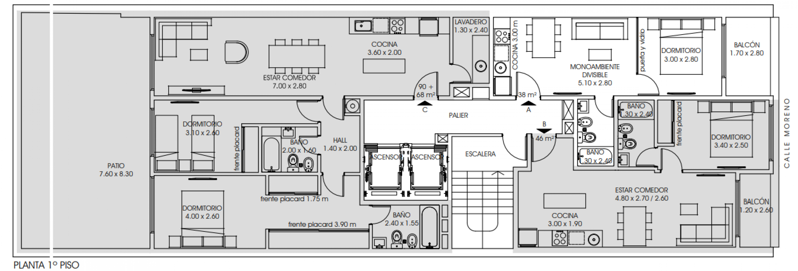 Venta Departamento Dos Dormitorios con balcon terraza Moreno 1100 Agosto 2025