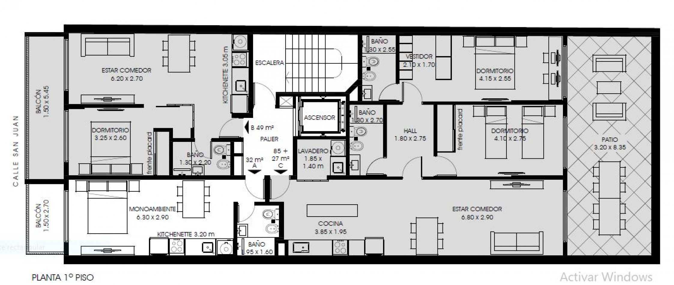 VENTA DEPARTAMENTO DOS DORMITORIOS PRIMER PISO SAN JUAN Y PARAGUAY 50% Y 30 MESES